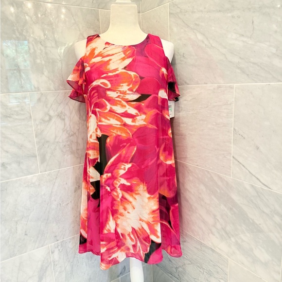 KENSIE Floral Print Cold Shoulder Dress - NWT $108 - WOMEN’S SIZE 8 - Picture 1 of 11